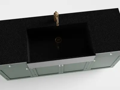 Green Cottage Kitchen Sink 3D model