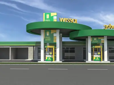 Gas Station 3D model  Low-poly 3D model