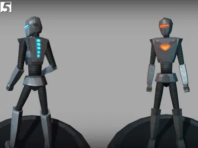Low-poly Animated Droids Low-poly 3D model