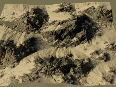 RealisticMountain Slippage 3D Terrain Environment PBR Low-poly 3D model