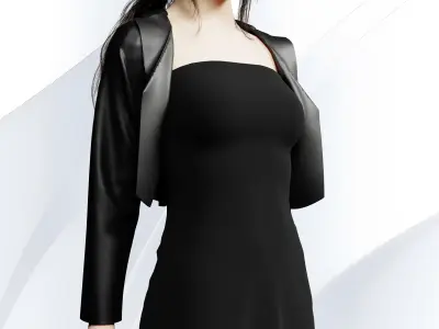 STRAPLESS DRESS WITH SMALL JACKET 3D model
