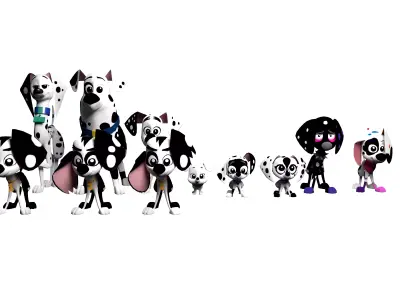 Dalmatian Street Dogs Low-poly 3D model