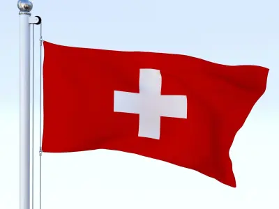 Animated Switzerland Flag Low-poly 3D model