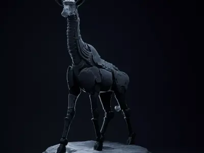 Giraffe mecha robot 32mm scale pre-supported animal 3D print model