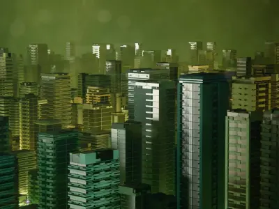 100 Low poly Scifi Cyberpunk Buildings Low-poly 3D model