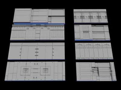 Sci-Fi Panel Kitbash Low-poly 3D model