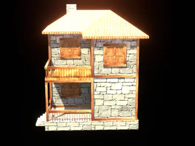 medieval house low poly village town residential house  108 Low-poly 3D model