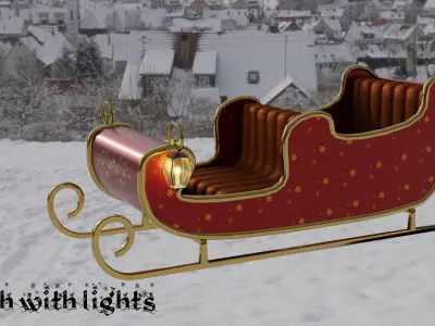 Santa Claus Sleigh Low-poly 3D model