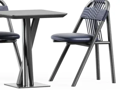 Niels Table S60 by TrabA and Dining Chair 01 C by Very Wood 3D model