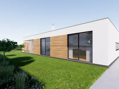 Bungalow 4 - Created with fully parametric Revit Families Low-poly 3D model