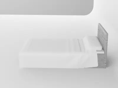 bed maden in light color with gray bumpers  Low-poly 3D model