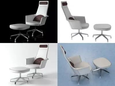 Cooper four different office chairs and footstool 3D model