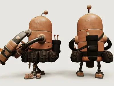 Robot War Rigged Low-poly 3D model