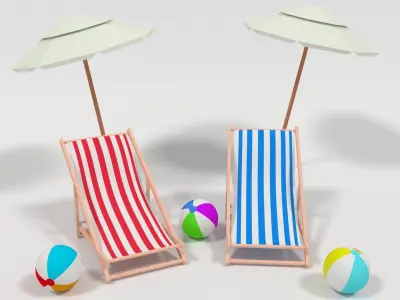 beach assets Low-poly 3D model