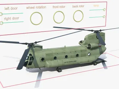  Transport Helicopter CH 47 Chinook with Cargo Rigged 