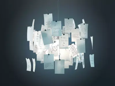 Zettelz 6 light fixture with paper hanging from it 3D model