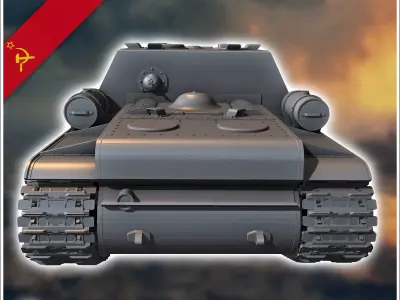 KV-7-2 Object 227 U-14 76mm - Soviet army WW2 Second World East  3D print model