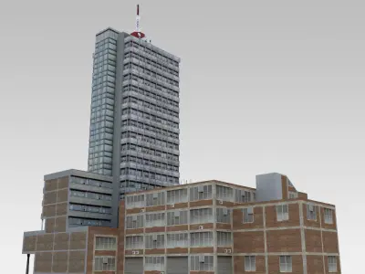 Modernist Highrise Low-poly 3D model