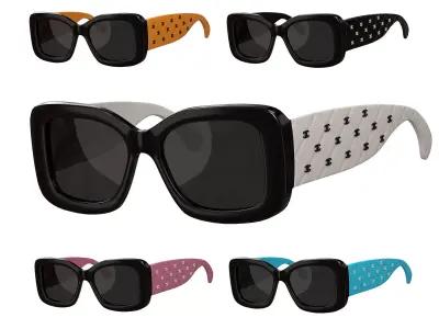 Acetate 5483 Rectangle Sunglasses  Low-poly 3D model