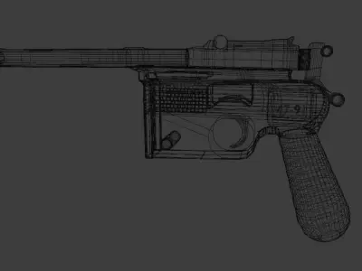 C96-Pistol gun with light Free 3D model