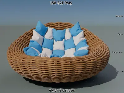 Wicker Comfort Chair Low-poly 3D model