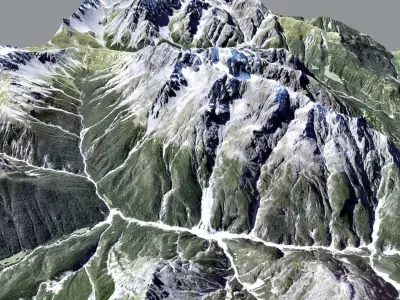 Mountain landscape Piz Zuort Switzerland 3D model