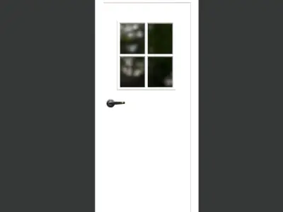 White Door with Four Panel Window 3D model