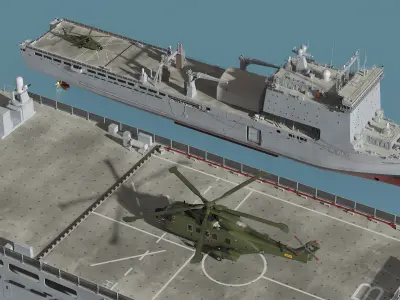  RFA Cardigan Bay Landing Ship with AW 101 Merlin Helicopter 