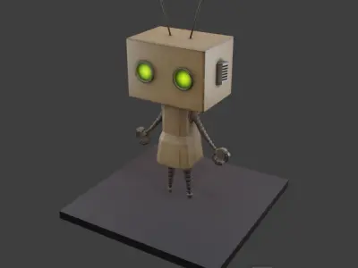 Rusty Litlle Couple Robot Low-poly 3D model