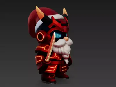 Cyber Samurai Santa Claus Futuristic Warrior 3D Character Model 3D model