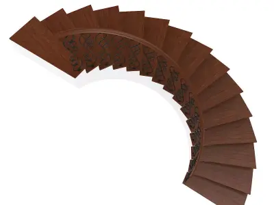 Wooden Spiral Stairs 7 3D model