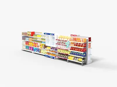 Supermarket Shelves Large Collection Low-poly 3D model