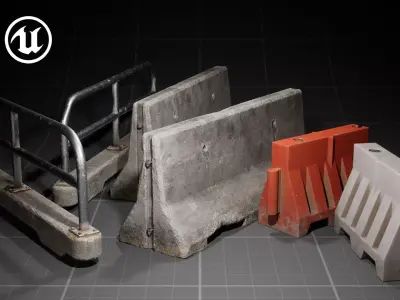 Used Road Props batch02 Low-poly 3D model