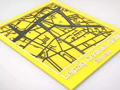 Streets and roads Leipzig Centrum district Germany 3D model