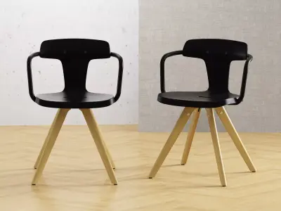 T14 wood chair 3D model