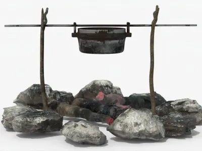 Realistic Campfire  Low-poly 3D model