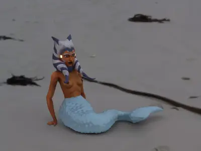 Cute Space Alien Mermaid 3D print model