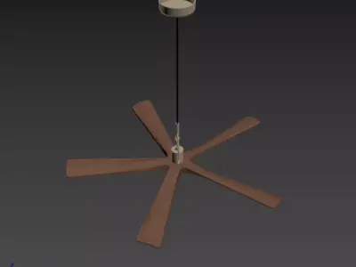 Modern Wooden 5-Blade Ceiling Fan 3D model