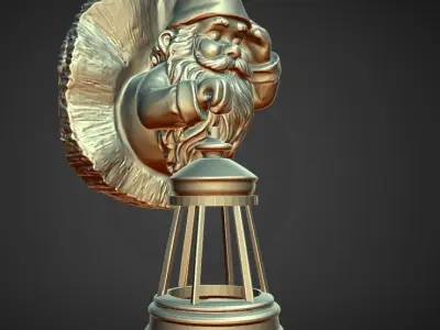 wall mounted welcome gnome holding tea light lamp 3D print model