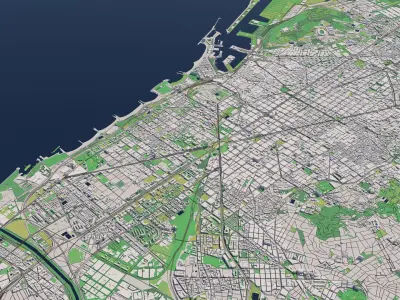 Barcelona Spain 25x25km 3D City Map 3D model