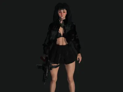 AAA 3D REALISTIC FEMALE CHARACTER - GUN SHOOTER GTA 02 Low-poly 3D model