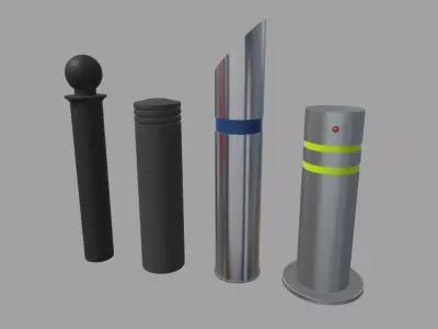 Bollards 07 08 09 010 Low-poly 3D model