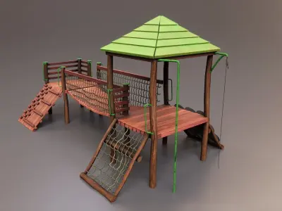 Realistic Outdoor Childrens Playground Set 3D 3D model