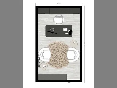 A Luxurious and Functional Home Office Interior Design Low-poly 3D model