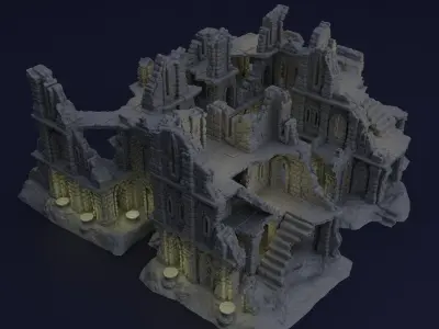 Old Ruins Tabletop Terrain 28 MM 3D print model