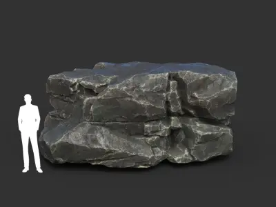 Low poly Black Sharp Modular Rock 210807 Low-poly 3D model