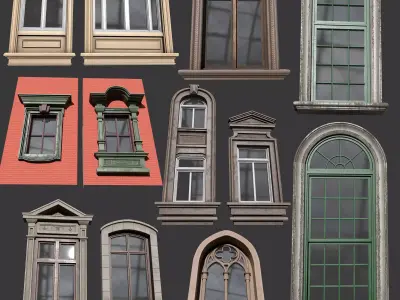 Classic PBR Windows Collection 2 Low-poly 3D model