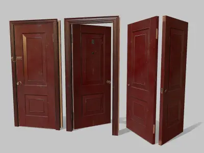 Door red 02 Low-poly 3D model