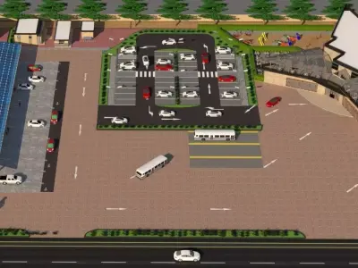 Rest Station Petrol pump Restaurant 3D model