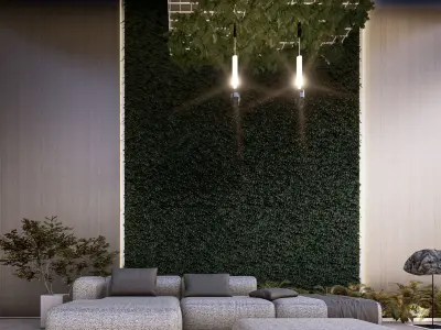 Modern Biophilic Villa Design Interior and Exterior Design Low-poly 3D model